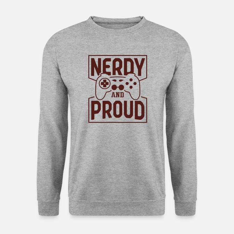nerdy and proud - Unisex Pullover - Weißgrau meliert