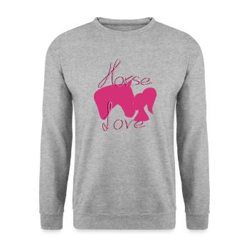 Horse love - Unisex Pullover - Weißgrau meliert - Vorne - Alina (178cm) & Michal (187cm)