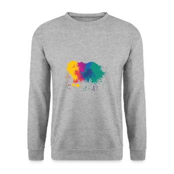 Farbkleckse Kleckse Farbspritzer Maler Geschenk - Unisex Pullover - Weißgrau meliert - Vorne - Alina (178cm) & Michal (187cm)