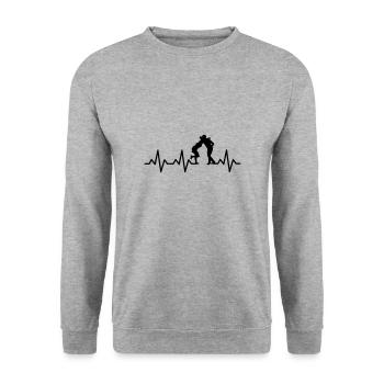 2024 Blues Herzschlag . Pulse Dancing . Swing - Unisex Pullover - Weißgrau meliert - Vorne - Alina (178cm) & Michal (187cm)