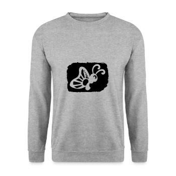 lustiger Schmetterling - Naturschutz Umwelt Klima - Unisex Pullover - Weißgrau meliert - Vorne - Alina (178cm) & Michal (187cm)