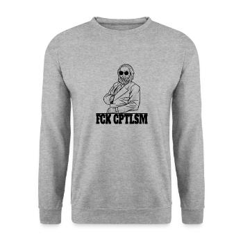Karl Marx FCK CPTLSM - Unisex Pullover - Weißgrau meliert - Vorne - Alina (178cm) & Michal (187cm)