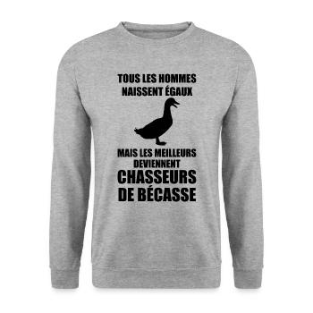 Meilleur Chasseur de Bécasse - Sweat-shirt Unisexe - gris chiné - Devant - Alina (178cm) & Michal (187cm)