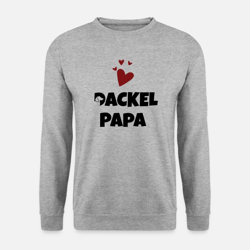 Dackel Papa Herz - Unisex Pullover - Weißgrau meliert