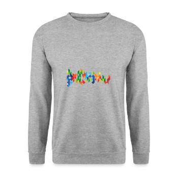 Farbkleckse Kleckse Farbspritzer Maler Geschenk - Unisex Pullover - Weißgrau meliert - Vorne - Alina (178cm) & Michal (187cm)