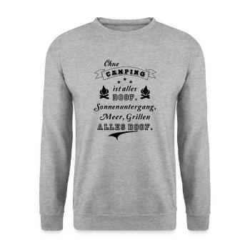 ohne camping ist alles doof meer - Unisex Pullover - Weißgrau meliert - Vorne - Alina (178cm) & Michal (187cm)