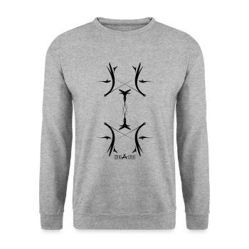 Abstract No. 71 (designed by heiarts) - Unisex Sweatshirt - salt & pepper - Front - Alina (178cm) & Michal (187cm)