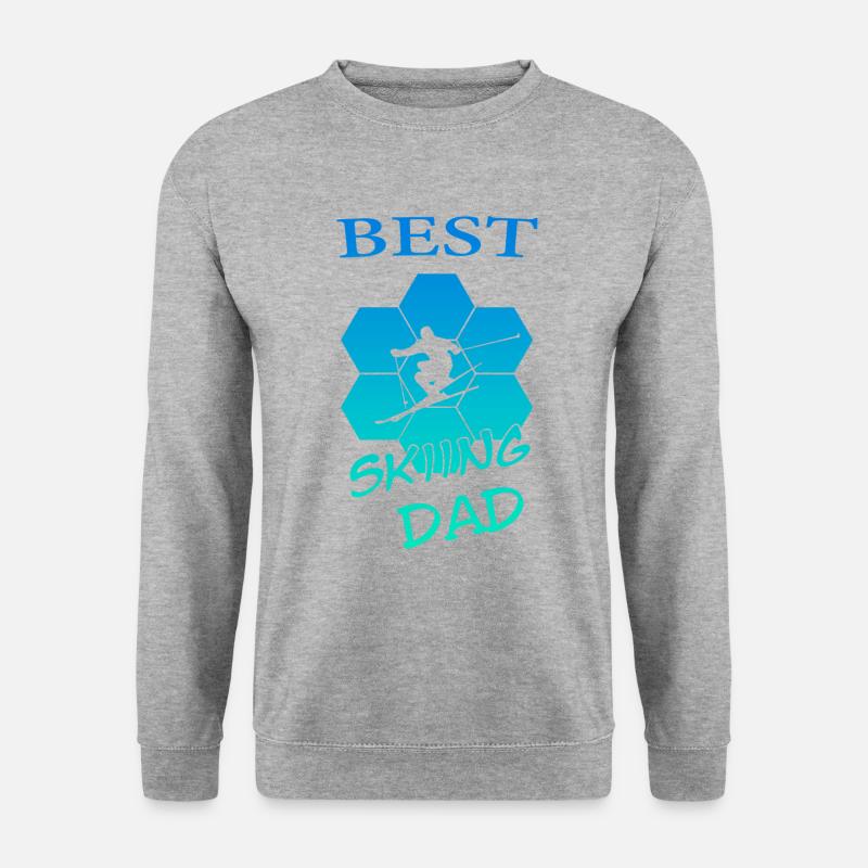 Skiing Dad - Unisex Pullover - Weißgrau meliert