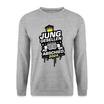 Junggesellen Abschied 2024 - Unisex Pullover - Weißgrau meliert - Vorne - Alina (178cm) & Michal (187cm)