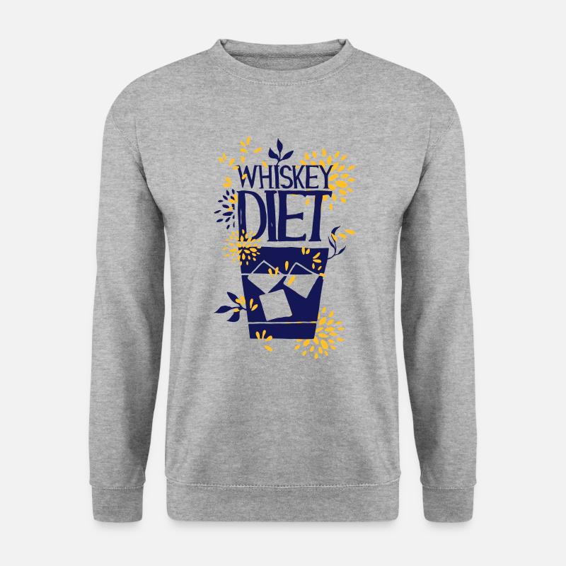 Whisky Diät, Whisky Diet - Unisex Pullover - Weißgrau meliert