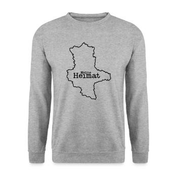 HEIMAT SACHSEN ANHALT OSTDEUTSCHLAND OSSI DDR - Unisex Pullover - Weißgrau meliert - Vorne - Alina (178cm) & Michal (187cm)