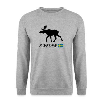 Elch, Schweden - Unisex Pullover - Weißgrau meliert - Vorne - Alina (178cm) & Michal (187cm)