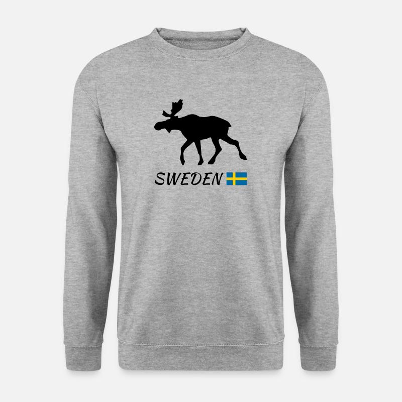 Elch, Schweden - Unisex Pullover - Weißgrau meliert