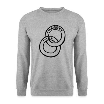 Marry me Marriage Proposal Wedding Gift Idea - Unisex Sweatshirt - salt & pepper - Front - Alina (178cm) & Michal (187cm)