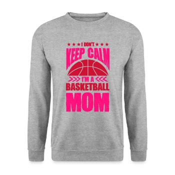Basket keep calm maman - Sweat-shirt Unisexe - gris chiné - Devant - Alina (178cm) & Michal (187cm)