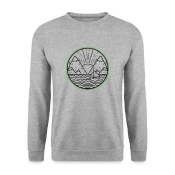 Round logo with sea, mountains and sun - Unisex Sweatshirt - salt & pepper - Front - Alina (178cm) & Michal (187cm)