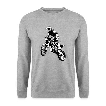 Moto Cross - Motocross - Supercross - MX - SX - Unisex Pullover - Weißgrau meliert - Vorne - Alina (178cm) & Michal (187cm)