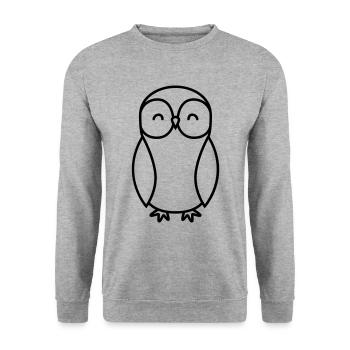 Eule Comic - Unisex Pullover - Weißgrau meliert - Vorne - Alina (178cm) & Michal (187cm)