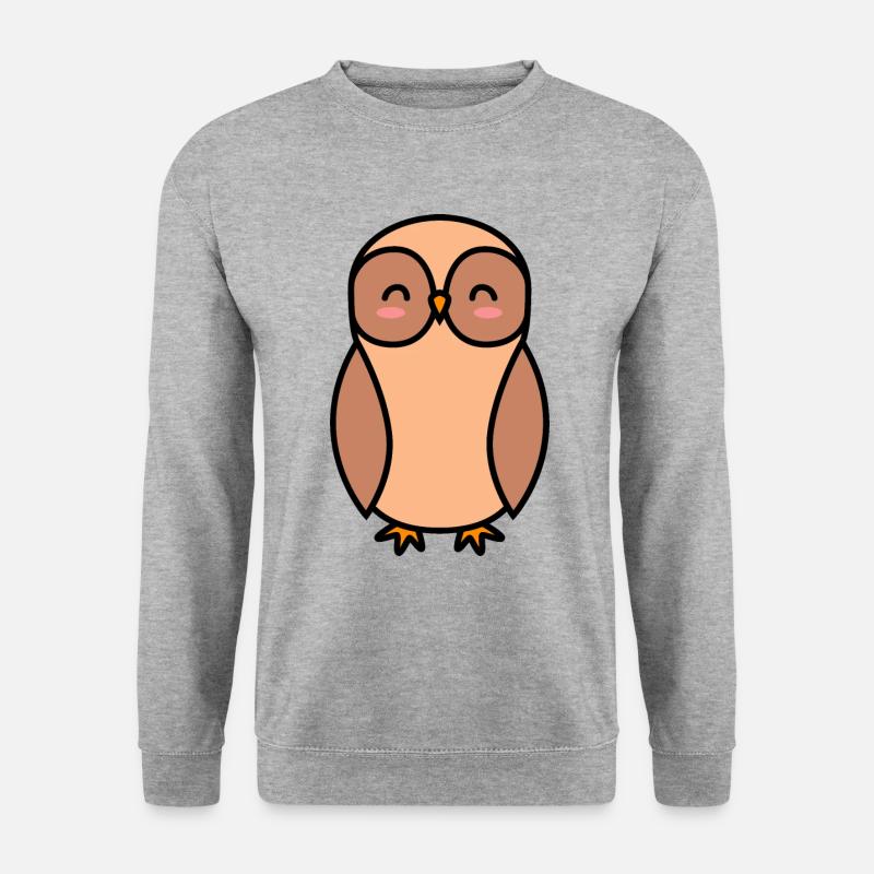 Eule Comic - Unisex Pullover - Weißgrau meliert