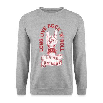 Vive le Rock 'n' Roll - Sweat-shirt Unisexe - gris chiné - Devant - Alina (178cm) & Michal (187cm)