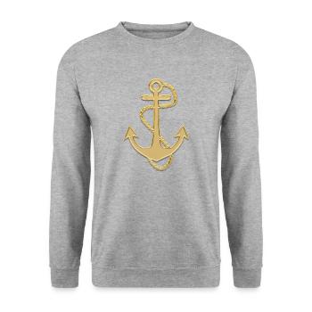 Anker Segeln Kapitän Yachtboot - Unisex Pullover - Weißgrau meliert - Vorne - Alina (178cm) & Michal (187cm)
