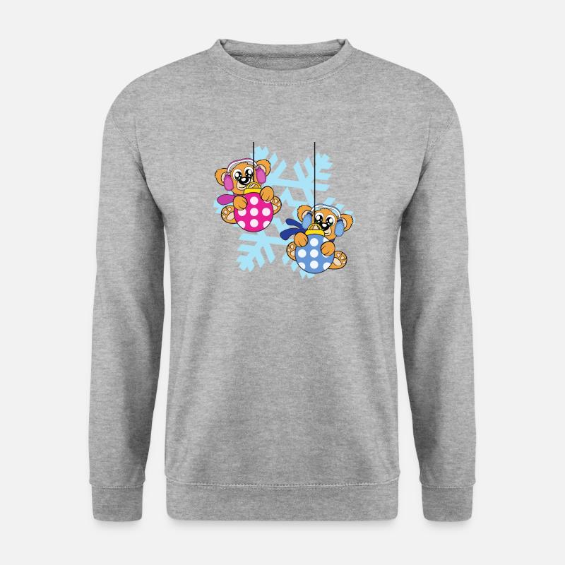 Weihnachtsmotiv - Unisex Pullover - Weißgrau meliert