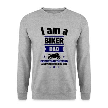 ich bin ein Biker-Papa, Vatertagsgeschenk - Unisex Pullover - Weißgrau meliert - Vorne - Alina (178cm) & Michal (187cm)