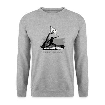 Dunking My Problems Away Basketball - Unisex Pullover - Weißgrau meliert - Vorne - Alina (178cm) & Michal (187cm)