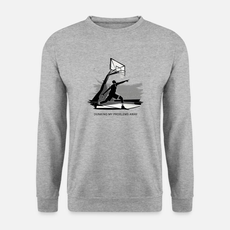 Dunking My Problems Away Basketball - Unisex Pullover - Weißgrau meliert