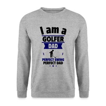 Ich bin ein Golfer-Papa, Vatertagsgeschenk,Golf - Unisex Pullover - Weißgrau meliert - Vorne - Alina (178cm) & Michal (187cm)
