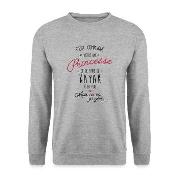 princesse et Kayak - Sweat-shirt Unisexe - gris chiné - Devant - Alina (178cm) & Michal (187cm)