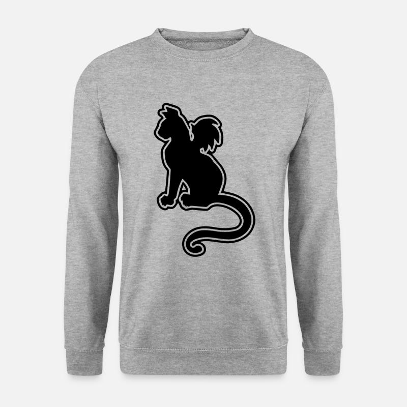Fledermauskatze Silhouette - Unisex Pullover - Weißgrau meliert