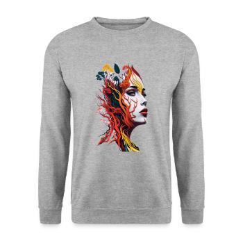 l'union terre-femme - Sweat-shirt Unisexe - gris chiné - Devant - Alina (178cm) & Michal (187cm)