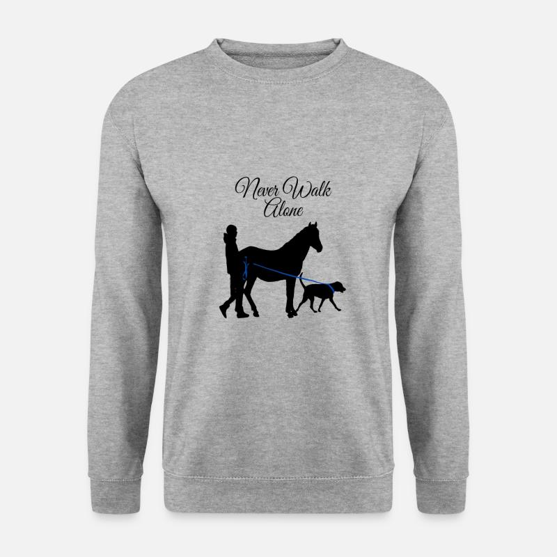 Never Walk Alone Hund Pferd - Unisex Pullover - Weißgrau meliert