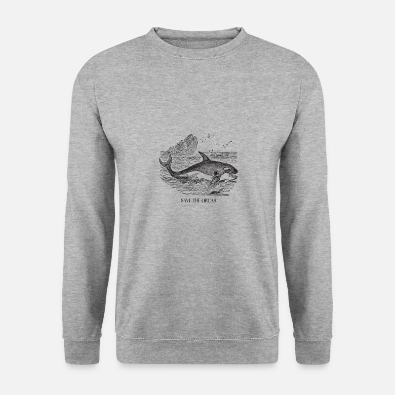Save the Orcas Killerwal - Unisex Pullover - Weißgrau meliert