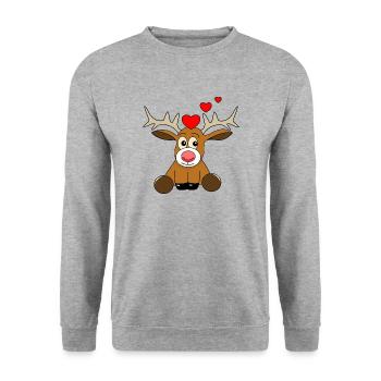 Saint-Valentin des rennes - Sweat-shirt Unisexe - gris chiné - Devant - Alina (178cm) & Michal (187cm)