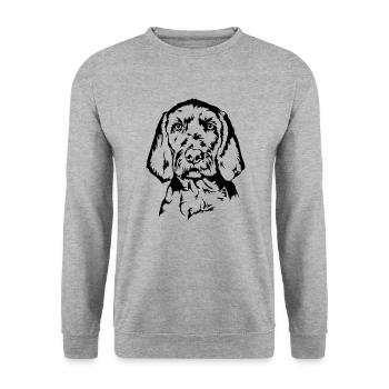 Vizsla Drahthaar Portrait Hund Hunde Wilsigns - Unisex Pullover - Weißgrau meliert - Vorne - Alina (178cm) & Michal (187cm)