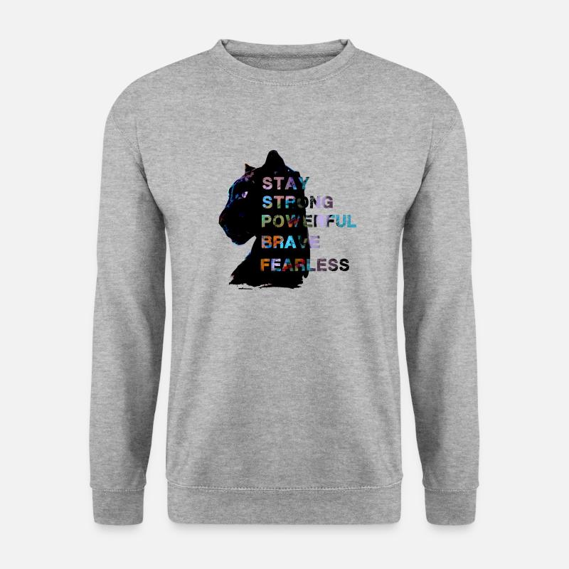 fearless,panther,black,stay fearless,strong - Unisex Pullover - Weißgrau meliert