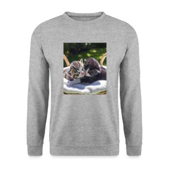 Cats Babies - Unisex Sweatshirt - salt & pepper - Front - Alina (178cm) & Michal (187cm)