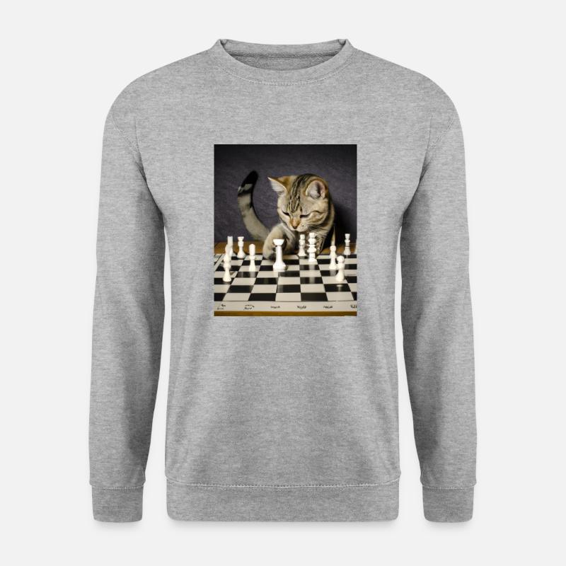 Cat plays chess - Unisex Sweatshirt - salt & pepper