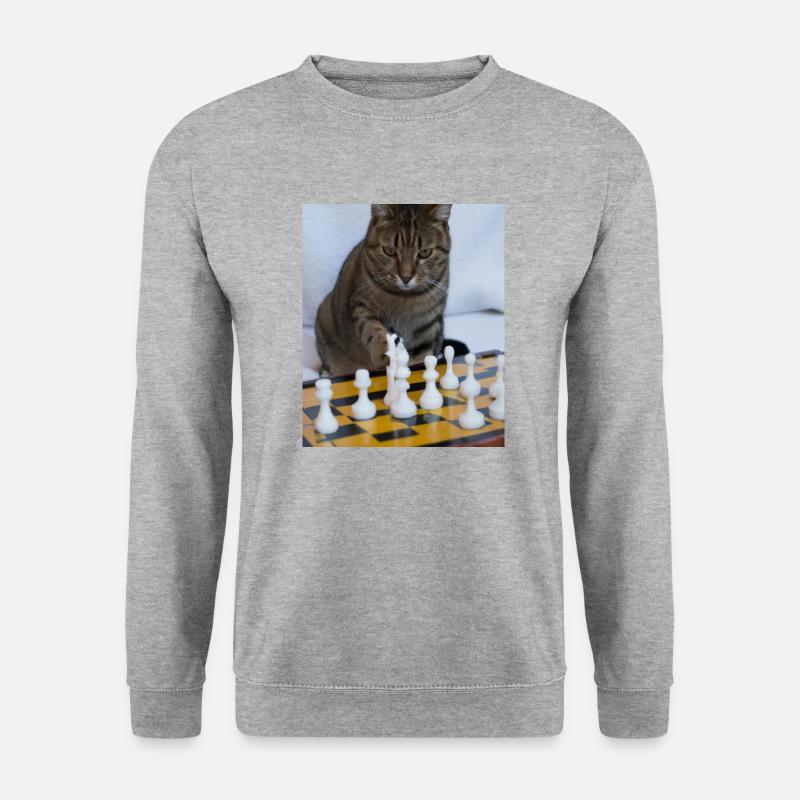 Cat plays chess - Unisex Sweatshirt - salt & pepper