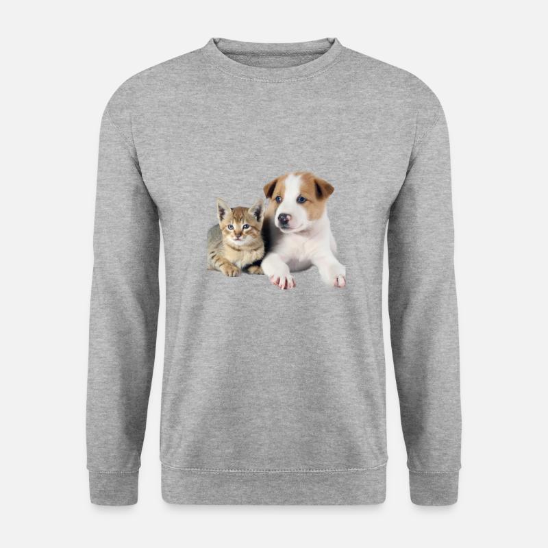 Chiot et chaton mignons - Sweat-shirt Unisexe - gris chiné