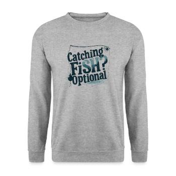 Attraper du poisson ? Optionnel! Chemise de pêche pêcheur - Sweat-shirt Unisexe - gris chiné - Devant - Alina (178cm) & Michal (187cm)