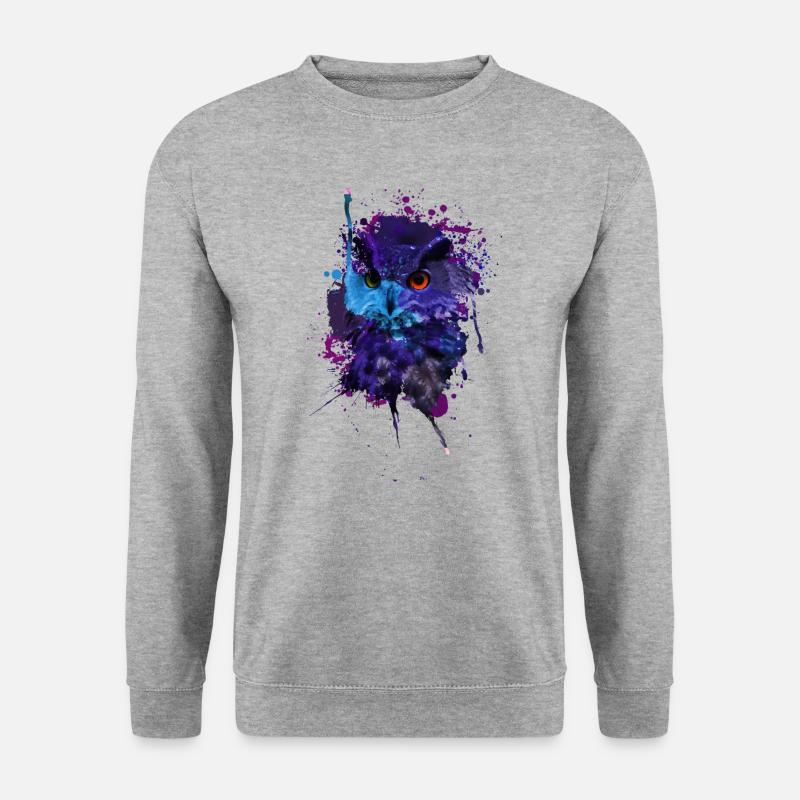 Eule - Unisex Pullover - Weißgrau meliert