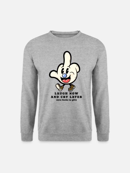 Mittelfinger cartoon Sarkasmus sarkastischer - Unisex Pullover - Weißgrau meliert