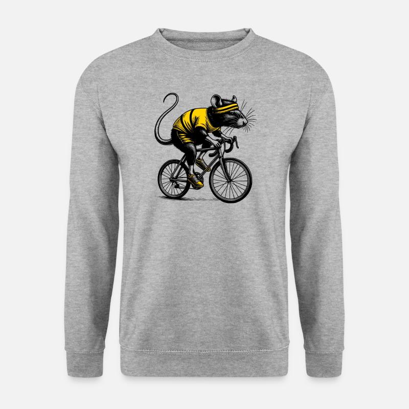 Radfahrende süße Ratte - Unisex Pullover - Weißgrau meliert