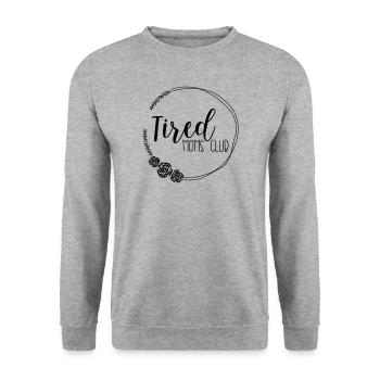 tired moms club - Unisex Pullover - Weißgrau meliert - Vorne - Alina (178cm) & Michal (187cm)