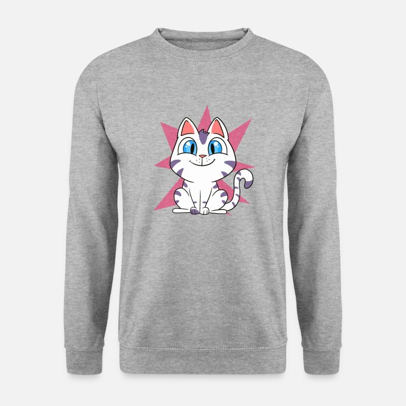Lustiges Kätzchen Katze - Unisex Pullover - Weißgrau meliert