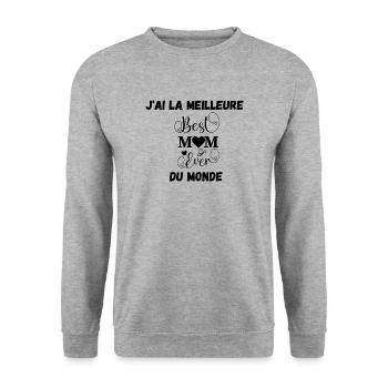 best mom - Sweat-shirt Unisexe - gris chiné - Devant - Alina (178cm) & Michal (187cm)