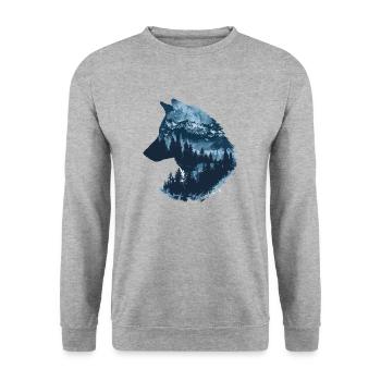 Wolf Wild Wolves Wilderness Howling - Unisex Sweatshirt - salt & pepper - Front - Alina (178cm) & Michal (187cm)